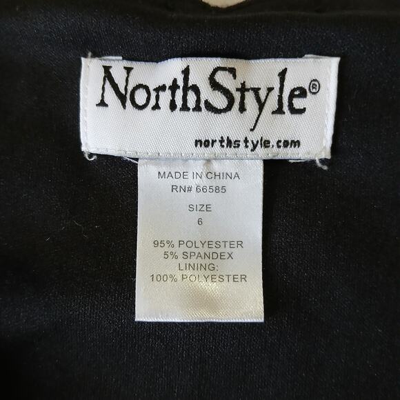 Northstyle Red & Black Size 6 A-Line Dress pleated gathered bust sleeveless - Picture 6 of 10